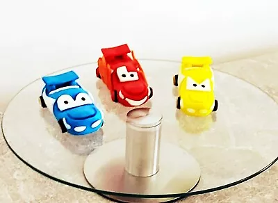 Sugar Paste Handmade Figurine Cake Topper Set Of 3 Racing Cars Lightning McQueen • £16