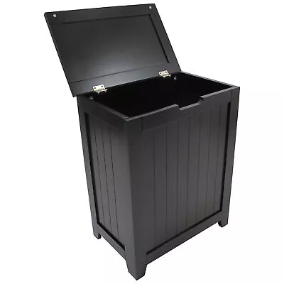 Redmon 18'' X 11.25'' X 23.25'' Country Wainscot Wooden Clothes Hamper Black • $65.39