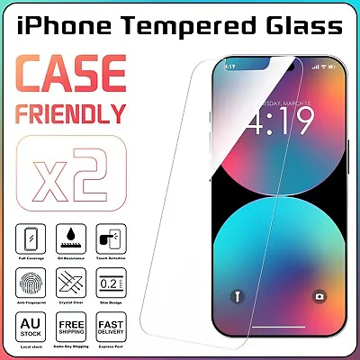 $7.85 • Buy 2x Tempered Glass Screen Protector For IPhone 14 13 12 11 Pro XS Max XR 7 8 Plus
