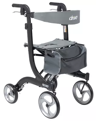 $239 • Buy Drive Medical Tall Nitro Euro Rollator Folding Walker Adult 10266BK-T Black ~NIB