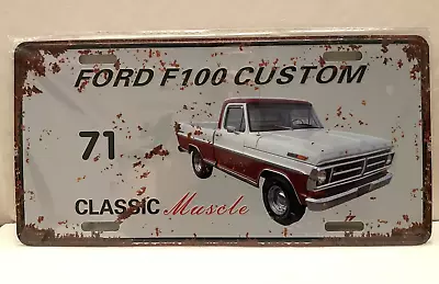 FORD F100 CUSTOM UTE 2 DOOR RED 1971 Metal Vintage Tin License Number Plate Sign • $12.88