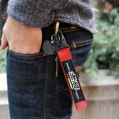Metal Keychain Backpack Key Ring Hook Strap MUGEN Racing Red Lanyard Nylon • $6.78