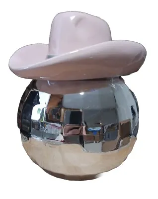 RARE Disco Ball Cookie Jar W/ Pink Cowgirl Cowboy Hat  Ceramic 10  NEW • $79.99