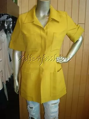 $2290 New OSCAR DE LA RENTA Marigold Gold Silk Wool Short Sleeve Jacket Coat 8 • $424.99