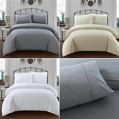 Sleepdown Duvet Set Quilt Cover Waffle Honeycomb Geometric Pillowcase Bedding • £16.99