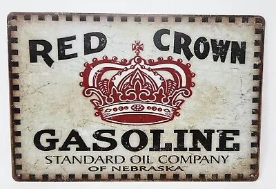 Red Crown Gasoline Metal Sign Standard Oil Company Of Nebraska Tin Sign 12x8  • $19.99