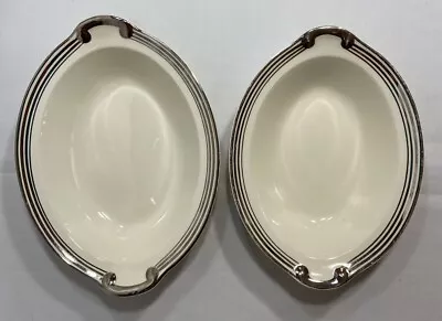 VTG 2 Taylor Smith Taylor 1936 Empire ART DECO Platinum Trim Serving BOWLs • $25