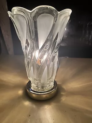 RARE Vintage Heyco Crystal & Frosted Swirl Glass Table Lamp Boudoir Night Light • $29.99