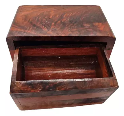 Vintage Small Inlay Wooden Storage Decorative With Drawer Trinket Box • $20.24