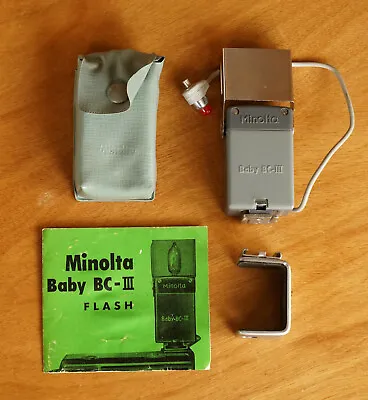 Vintage Minolta Baby BC-III Flash - With Case & Bracket • $19.90