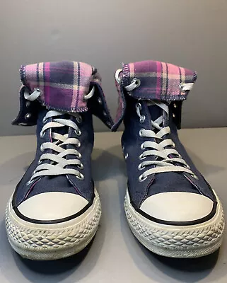 Converse All Star Chuck Taylor X-hi Convertible Blue With Purple Tartan UK 5 • £24.99