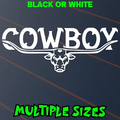 Cowboy Longhorn Sticker Car Decal Country Boy Long Horn Outback Bull Horse BNS • $6.50