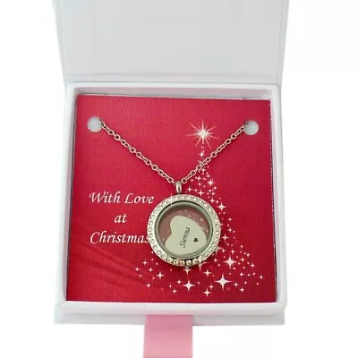 Memory Locket Necklace With Engraved Charm Personalised Christmas Gift • £19.99