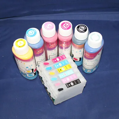 £37.99 • Buy 600ml Pigment Refillable Ink Cartridge Set For Epson 1400 1500W Printer
