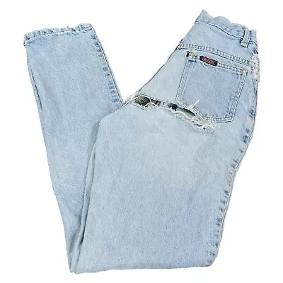 Vintage Sasson Tapered Jeans Womens 3/4 (22x30)Blue Denim Distressed Medium Wash • $21.60