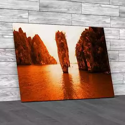 James Bond Island Panorama Thailand Orange Canvas Print Large Picture Wall Art • £14.95