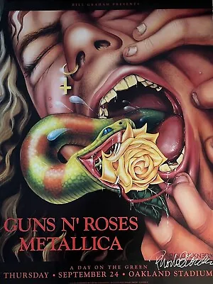 GUNS N' ROSES / METALLICA 1992 TOUR OAKLAND STADIUM 1st PRINTING SIGNED POSTER • $159.99