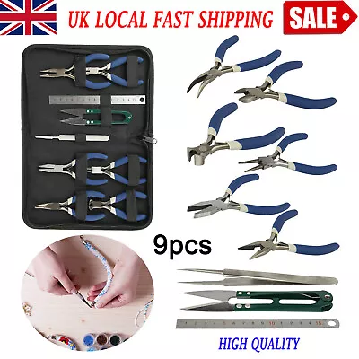 £14.29 • Buy 9pcs Jewellery Handmade Findings Beads Mini Pliers Tools Set Wire Cutters Kit