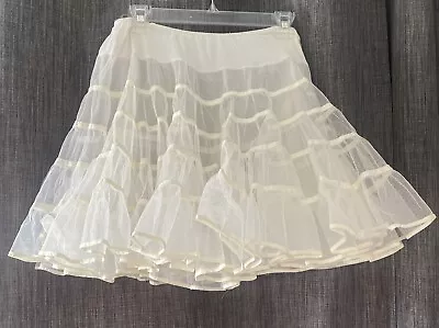 VTG Ivory Petticoat Crinoline Double Ruffle Square Dance Petticoat Medium READ • $30