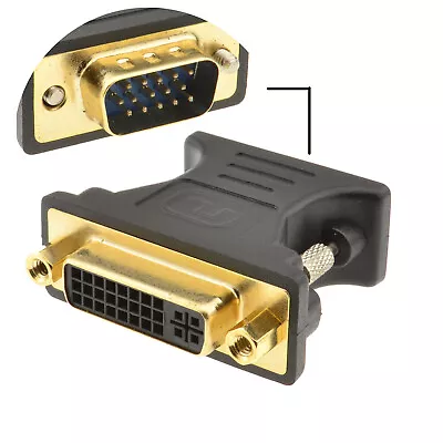 DVI 24+5 Female Socket To VGA 15 Pin Male Plug Converter Adapter [001974] • £3.35