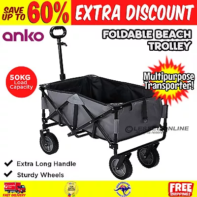 Folding Wagon Beach Trolley Outdoor Garden Cart Sports Market Picnic Camping • $74.93