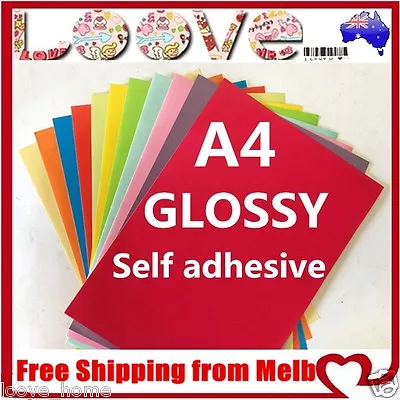 20x A4 Colour Glossy Self Adhesive Sticker Paper Sheet Label Laser Print Office • $5.50