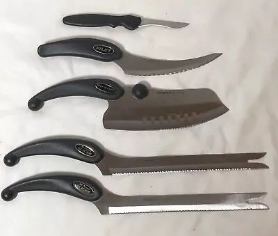 5 Miracle Blade III Knives Black Handle Stainless Steel Serrated Blades • $37.99