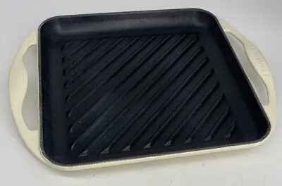 LE CREUSET 24cm SQUARE TWIN HANDLED CAST IRON GRIDDLE PAN CREAM • £59.99