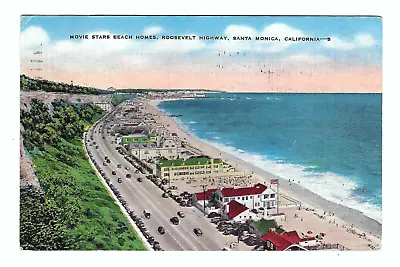 Movie Star Beach Homes Roosevelt Highway Santa Monica Ca. Old Vintage Postcard • $2.87