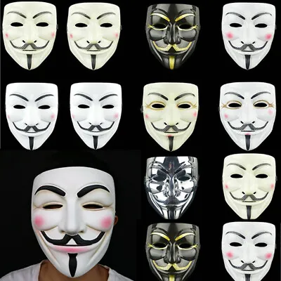 V For Vendetta Anonymous Mask Plastic Halloween FancyDress Adult Cosplay Costume • £3.47