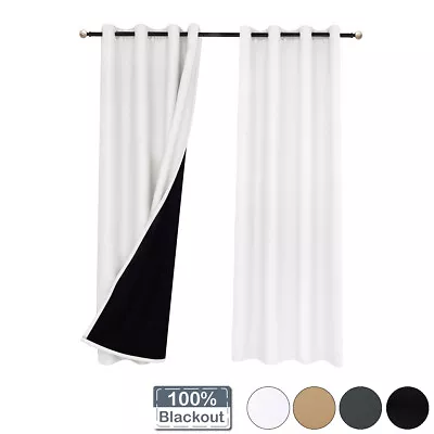 100% Blackout Window Curtains Solid Thermal Insulated Living Room Drapes Home AU • $51.39