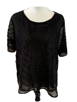 $10 • Buy Mango Shirt Blouse Top Black Embroidered Lace Lined Size EUR M Sheer