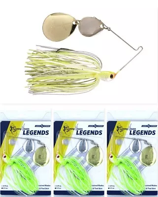 (3) Luck-E-Strike Jimmy Houston 1/2 Oz White / Chartreuse SpinnerBaits New • $3.80