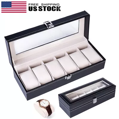 6 Slot Men Women Leather Watch Display Case Box Storage Organizer Gift • $21.95