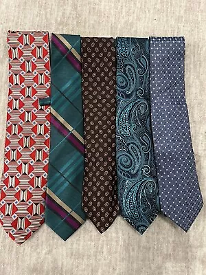 Lot Of 5 Mens Dress  Ties NWOT 100% Silk/polyester Pronto-uomo Colours…. • $10