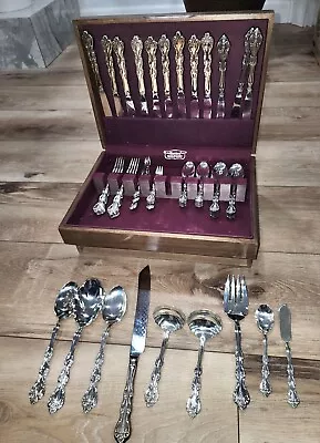 International Silver Plate Interlude 56 Piece Silverware Set W/ Large Chest Box • $119.97