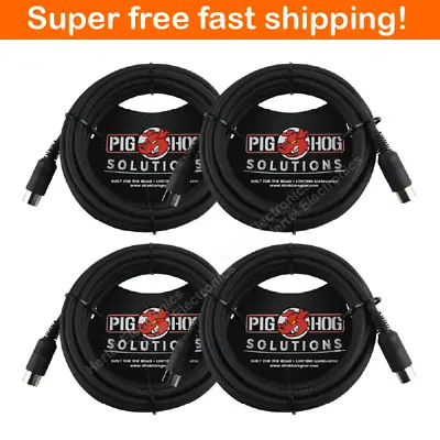 4 Pack PIG HOG SOLUTIONS PMID15 - 15FT MIDI CABLE Black Instrument Interface New • $39.90