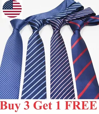 Men's Business Formal Dress Tie Polyester Groom Wedding Stripe 8cm • $5.95