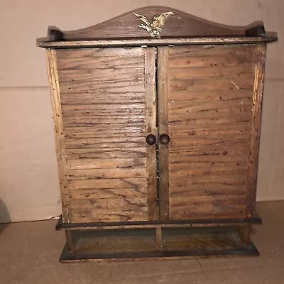 VINTAGE SPICE CABINET Wooden Louvered Doors With Shelves Comes With Spice Jars! • $45