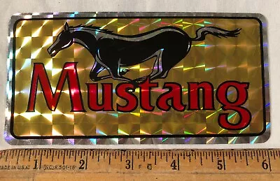 Vintage 1970s Ford Mustang Gold Logo Decal Bumper Sticker Prism Prismatic • $8.25