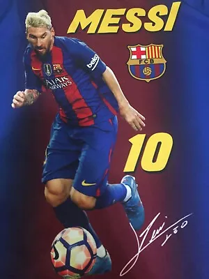 Lionel Messi #10 Barcelona Youth Blue Athletic Shirt Size XL FCB Polyester • $5.99