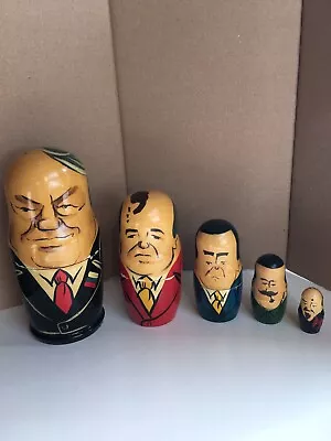 Set Of 5 Vintage Russian Presidents: Nesting Matryoshka Dolls • £20