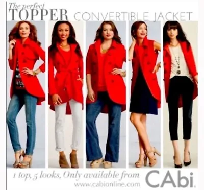 Cabi 4 334 Convertible Sleeveless Trench Jacket Vest Red Perfect Topper • $33.03