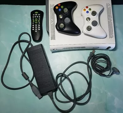 WORKS Xbox 360 White Console Bundle LOT Controller Cables 60gb HDD Microsoft • $64.88