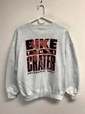 Vintage 90s Crazy Shirts Sweatshirt Size* Medium Bike The Crater Haleakala Maui • $24.95