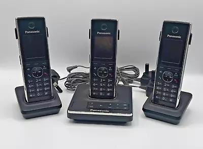 Triple Handset Cordless Panasonic Phone For Landline With Answering Machine • £29.99