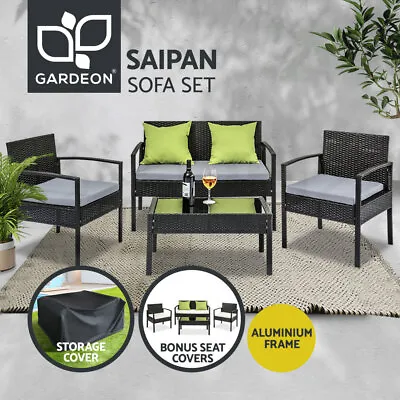$472.95 • Buy Gardeon Outdoor Furniture Lounge Setting Garden Patio Wicker Cover Table Chairs