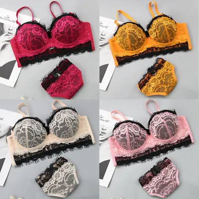 Ladies Lace Balconette Padded Multiway Strapless Bra Sets Lingerie Sets Panties • £10.98