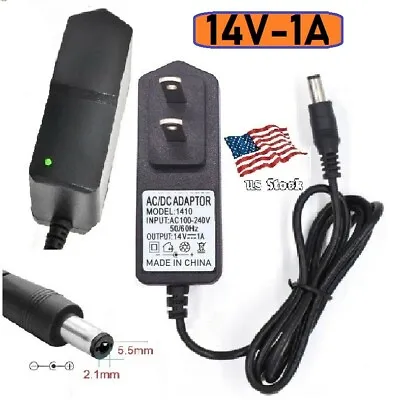 14V 1A AC/DC Adapter Power Supply For Home Electrics With 5.5x2.1mm DC Plug • $8.48