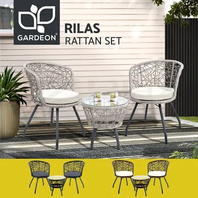 $262.95 • Buy Gardeon Outdoor Furniture Wicker Bistro Set 3pcs Chair Table Rattan Patio Garden
